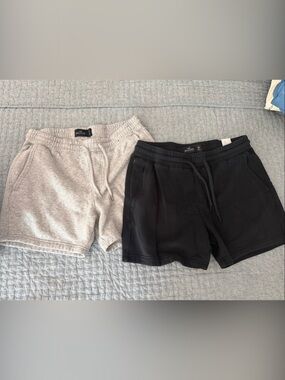 Hollister Men's Athletic Drawstring Shorts - Gray & Black